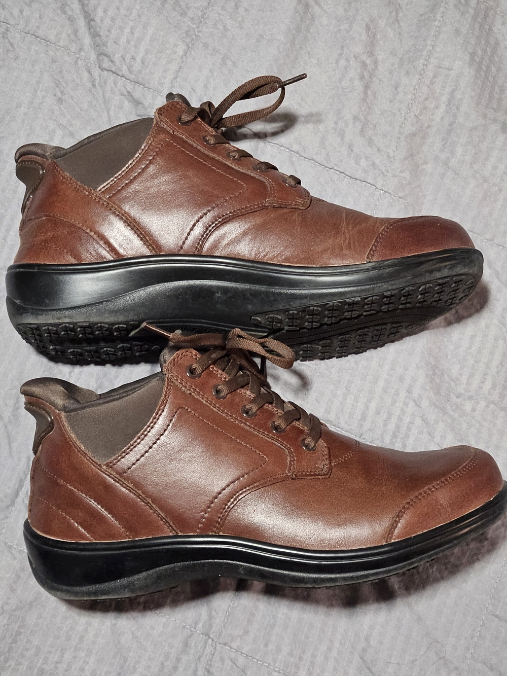 Women's Brown Leather Ankle Booties - Rosel Hands Free - X-wide - Size 9